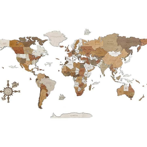 Mappa del mondo in legno da parete idea regalo a tema viaggi